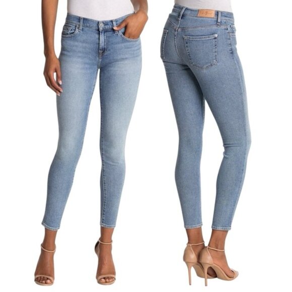 7 For All Mankind 7FAM High Waist Ankle Skinny Jeans Luxe Vintage Size 28 - Picture 1 of 14